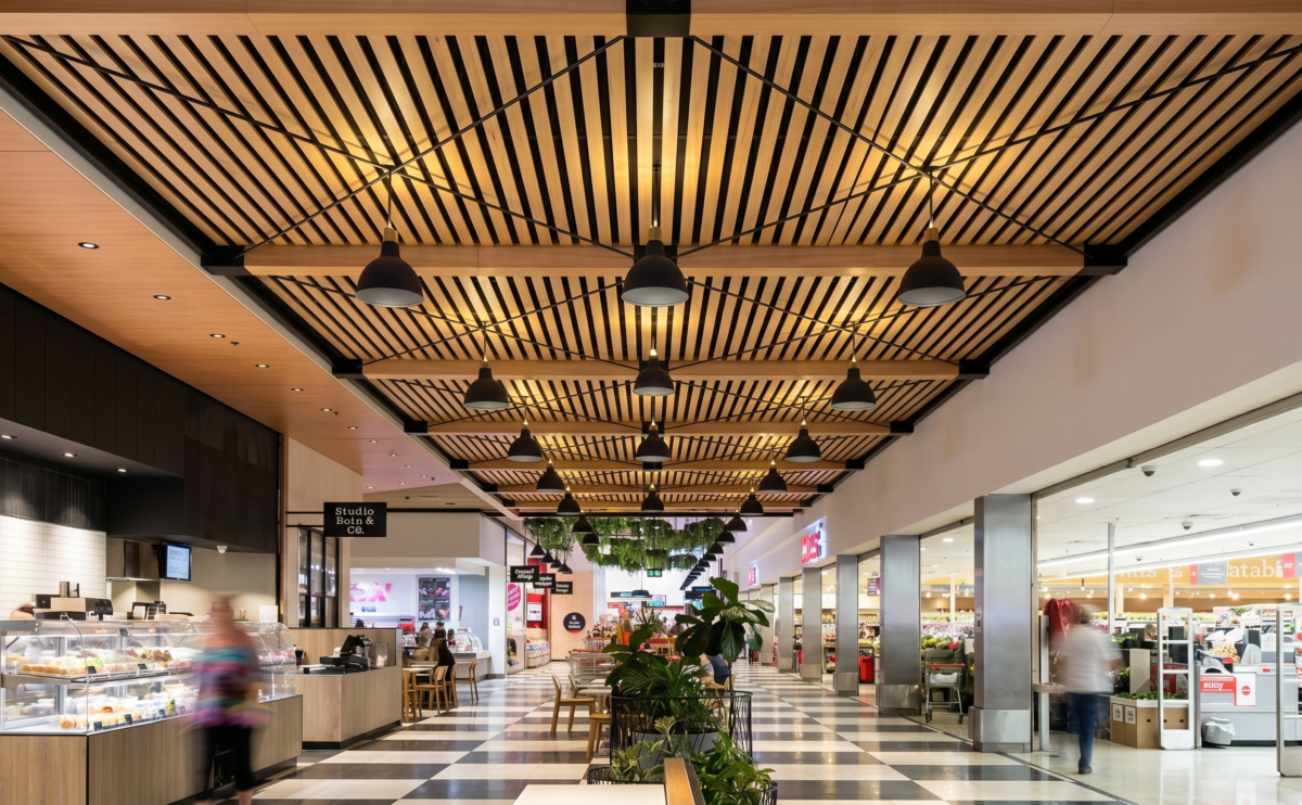 Timber Batten Ceiling and Mall Corridor