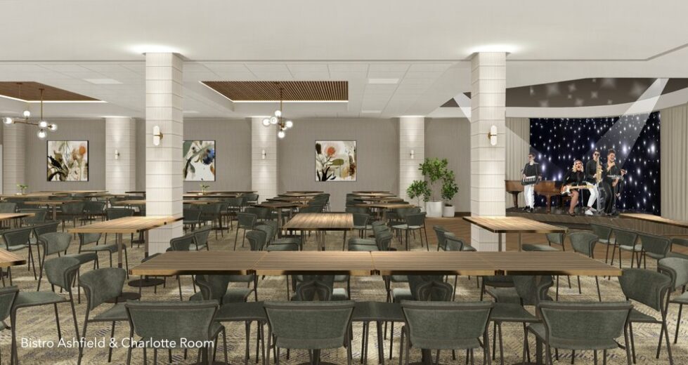 A stylish bar area transitions seamlessly from day to night.