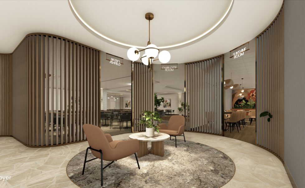 A light-filled threshold invites members and guests inside with warmth and clarity.