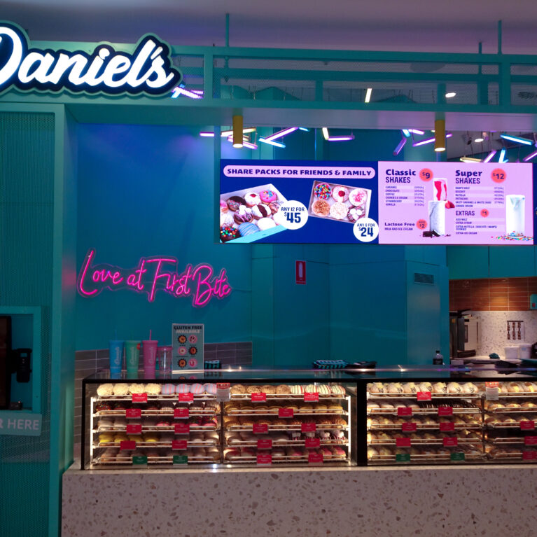 A linear, open display that celebrates the product and invites indulgence.