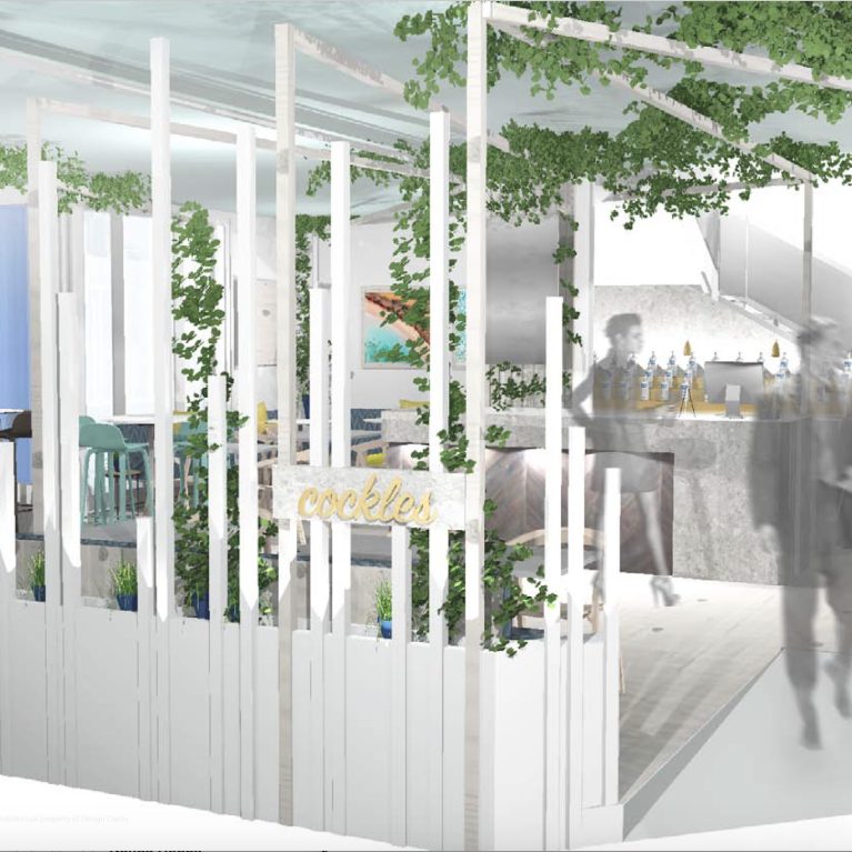 concept design for bar, ceiling features, vegetation