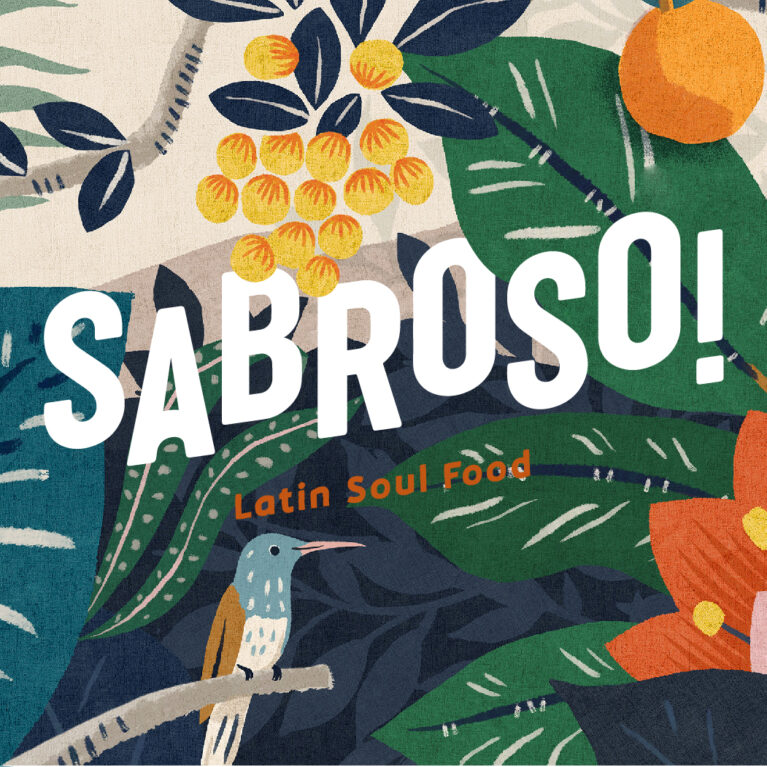 Bespoke tropical illustration featuring hand-drawn botanical motifs and bold brand typography.